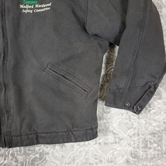 Vintage Port Authority Work Jacket Men's XL Black Quilt Lined Heavyweight Logo - Picture 6 of 12